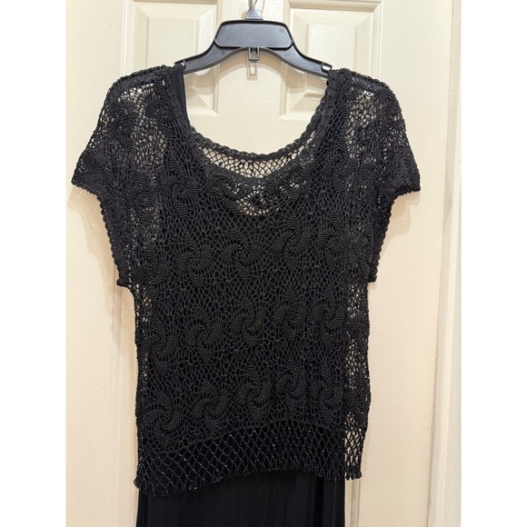 Patra Womens Maxi Slip Dress Black Shrug Sleeveless Evening Gown‎ Size 8 2 Piece - Picture 2 of 9